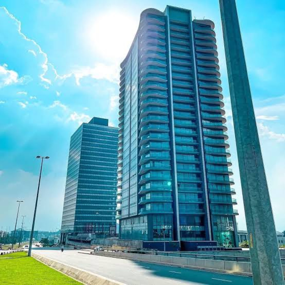 Luxury apartment exterior in Accra's Airport Residential area.